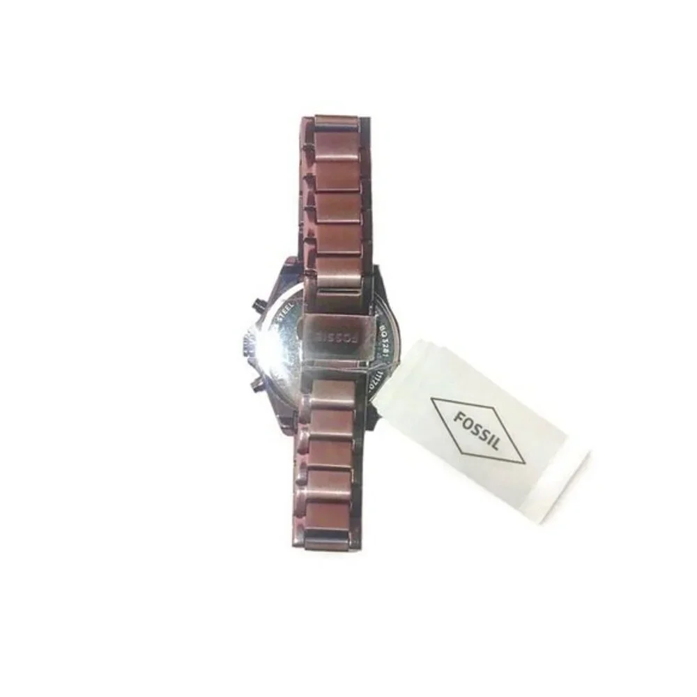 Fossil Courier Midsize Wine & Rose Gold Stainless Steel Chronograph Watch NWT